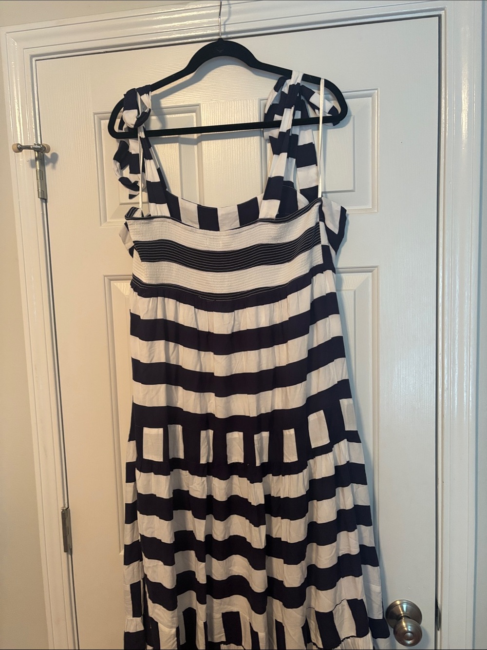 crown & ivy Navy and White Striped Tie-Shoulder Maxi Dress - Picture 3 of 3
